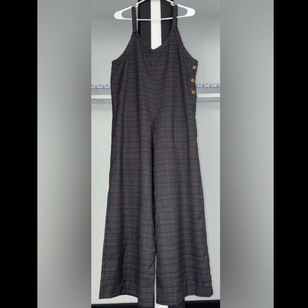 Hem & Thread - Plaid Wide-Leg Overalls - Picture 2 of 6